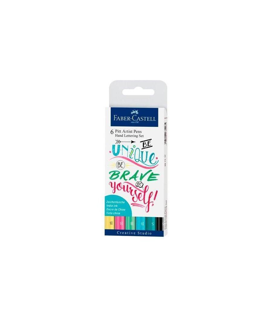 Faber castell estuche 6 rotuladores pitt artist pen hand lettering c/surtidos pastel - Imagen 1