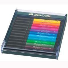 Faber castell rotulador pitt artist pen brush punta pincel c/surtidos brillantes en estuche de 12 - Imagen 1