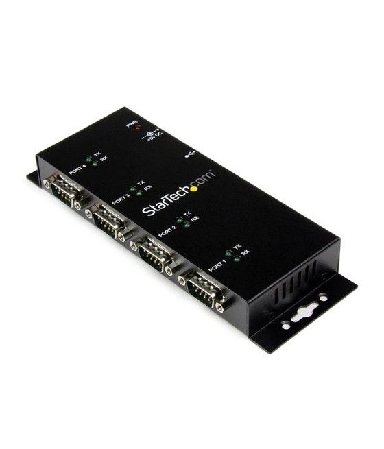 StarTech.com Concentrador Adaptador USB a Serie RS232 DB9 4 Puertos – Riel DIN Industrial y Montaje en Pared - Imagen 1