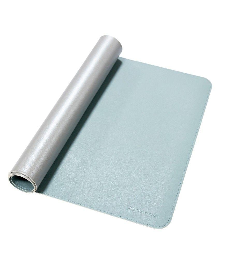 Phoenix matepad alfrombrilla pu 80 x 40 cm antideslizante impermeable materíal simil cuero azul - gris - Imagen 3