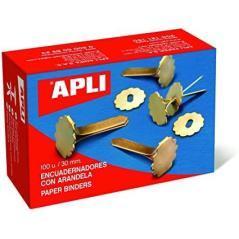 Apli encuadernadores metálicos con arandela dorados 30mm - 100ud-