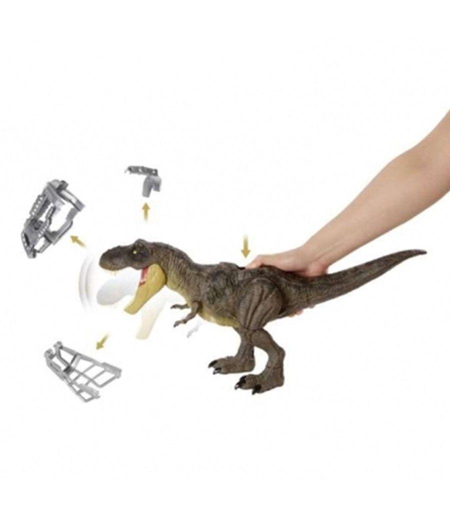 Figura mattel jurassic world dino escape tyrannosaurus rex pisa y ataca - Imagen 3