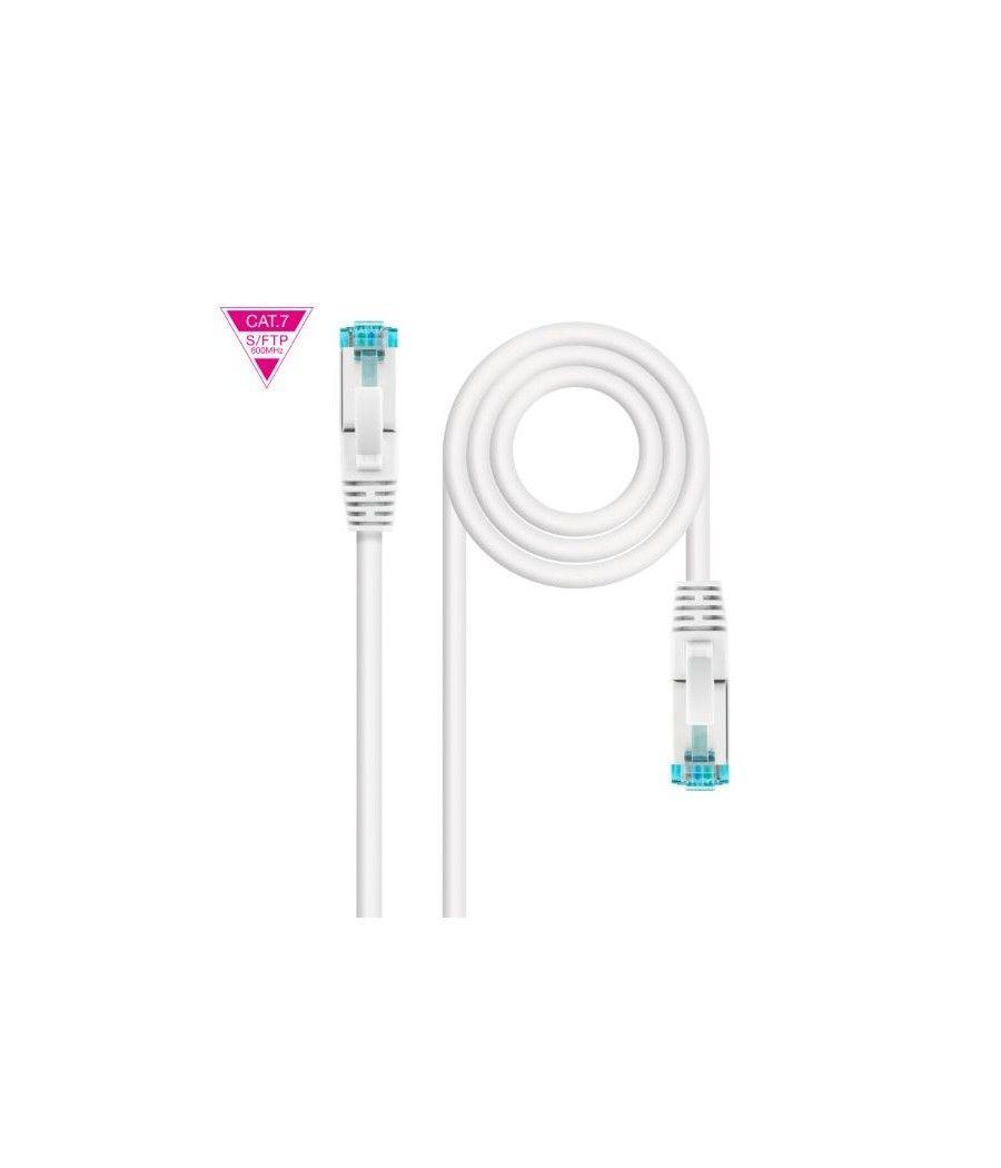 Cable de red latiguillo 600mhz lszh sftp pimf cat7 awg26 0.50 m blanco nanocable - Imagen 1