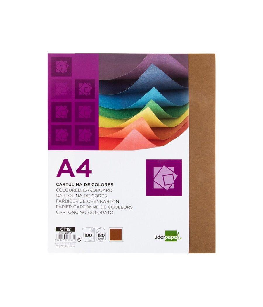 Cartulina liderpapel a4 180g/m2 marron paquete de 100 hojas - Imagen 3