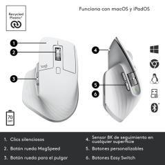 Logitech MX Master 3S ratón mano derecha RF inalámbrica + Bluetooth Óptico 8000 DPI - Imagen 5