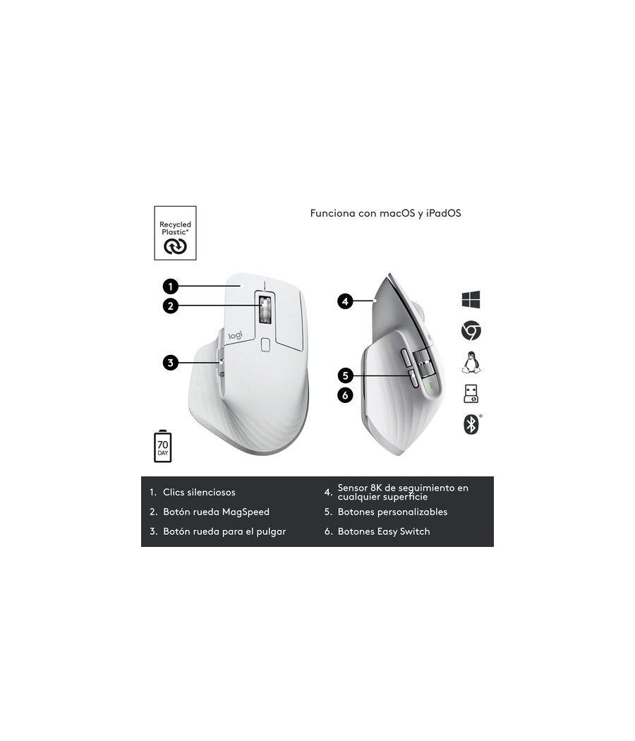 Logitech MX Master 3S ratón mano derecha RF inalámbrica + Bluetooth Óptico 8000 DPI - Imagen 5