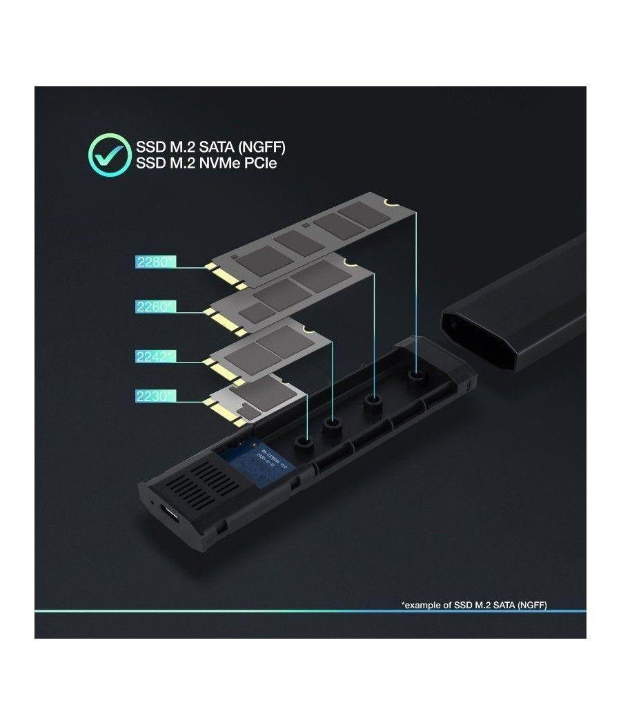 Caja externa para disco ssd m.2 nvme tooq tqe-2223b/ usb 3.2/ sin tornillos - Imagen 3