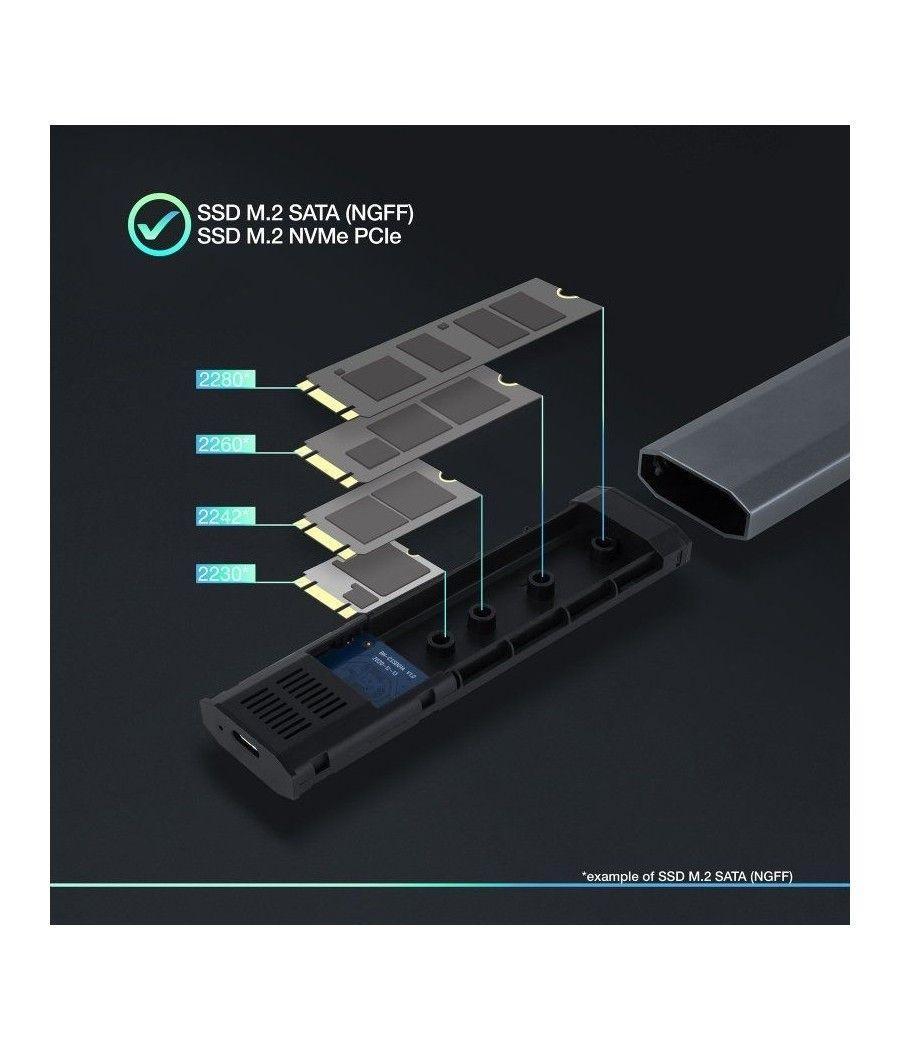 Caja externa para disco ssd m.2 nvme tooq tqe-2223g/ usb 3.2/ sin tornillos - Imagen 3