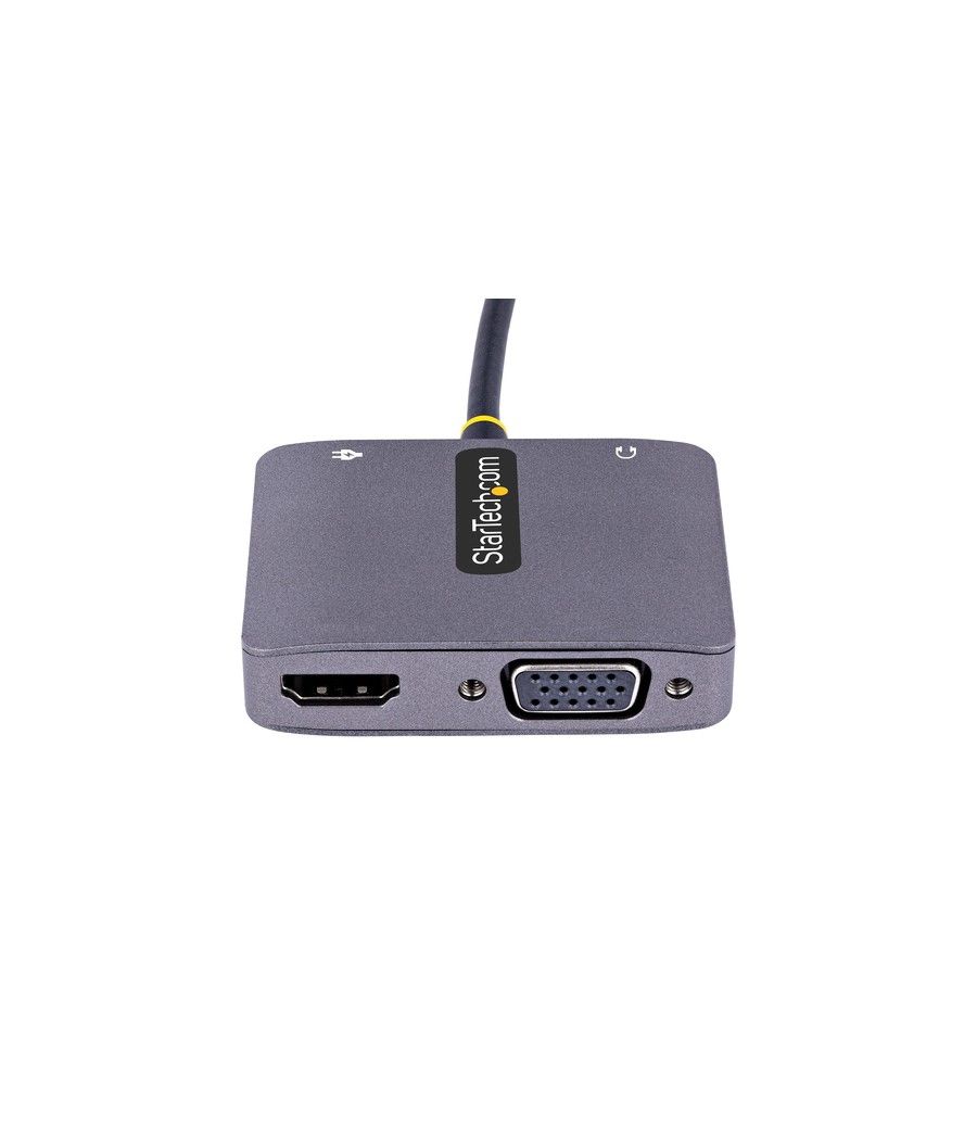 StarTech.com Adaptador de Vídeo USB C, Adaptador Multipuertos USB Tipo C a HDMI VGA con Salida de Audio de 3,5mm, HDR 4K a 60Hz,