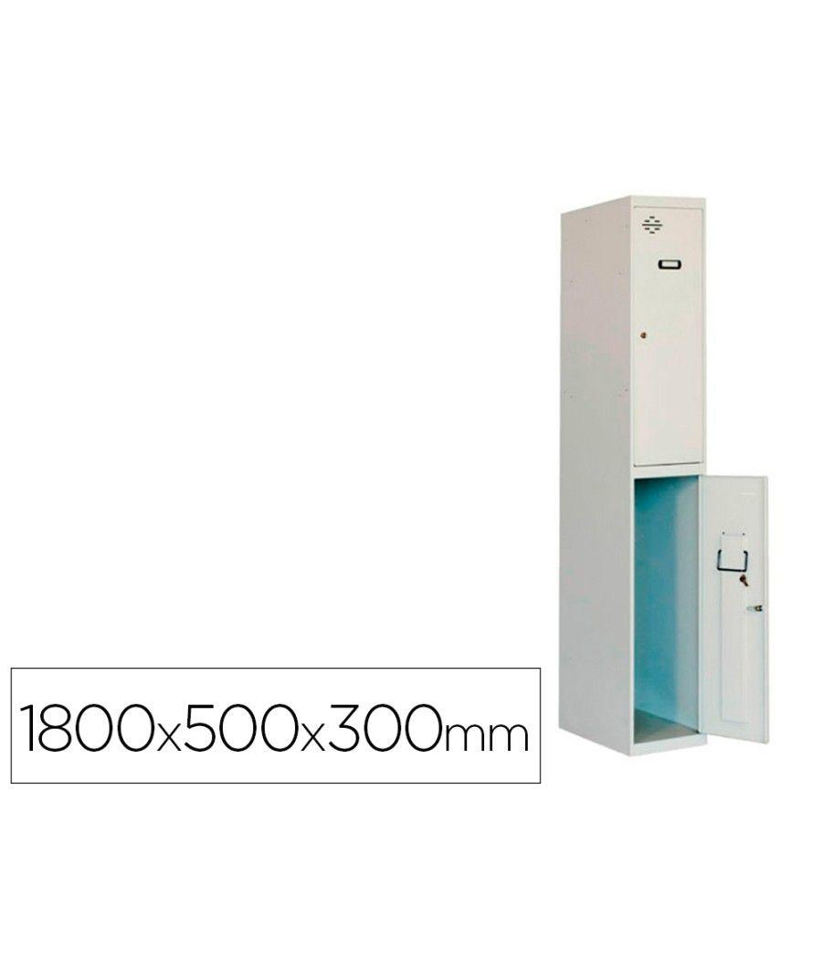 Taquilla metálica simonlocker 2 puertas con cerradura respiradero y etiquetero gris/gris 1800x500x300 mm - Imagen 1
