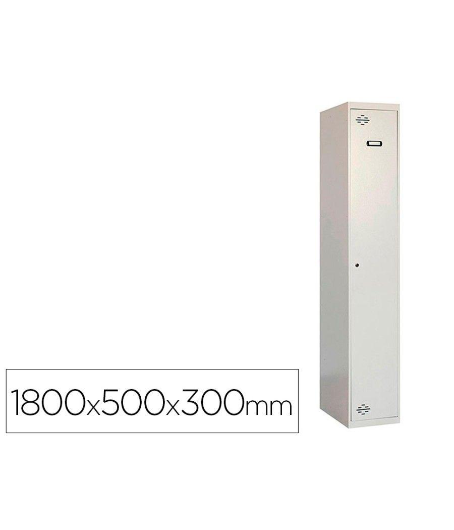 Taquilla metálica simonlocker 1 puerta con cerradura respiradero y etiquetero gris/gris 1800x500x300 mm - Imagen 1