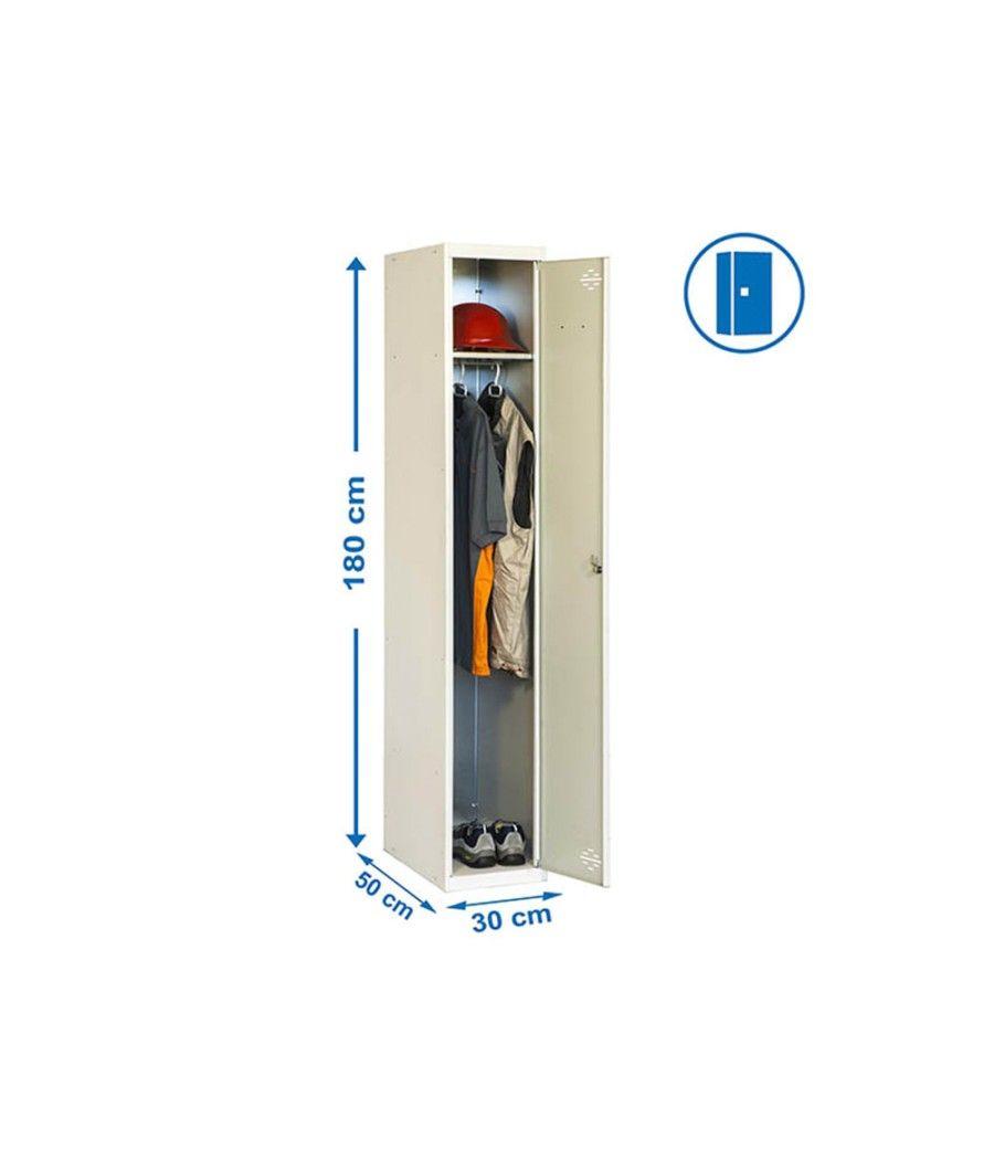 Taquilla metálica simonlocker 1 puerta con cerradura respiradero y etiquetero gris/gris 1800x500x300 mm - Imagen 3