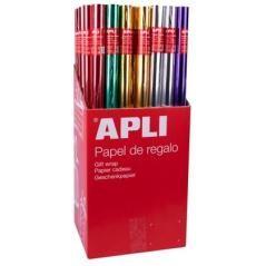 Apli expositor papel de regalo metalizado rollo 0,7x2m colores surtidos -55u- - Imagen 1
