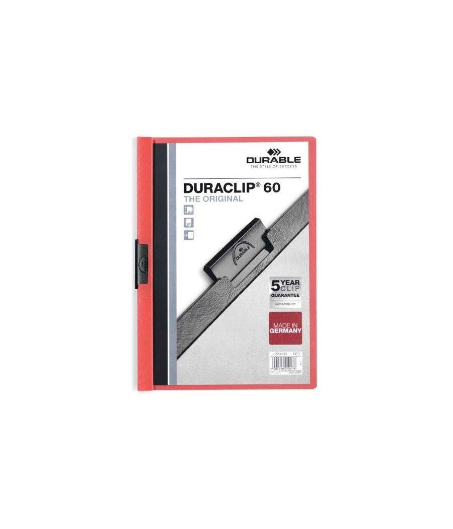 Durable carpeta dossier pinza duraclip 60 rojo a4 -25u- - Imagen 1
