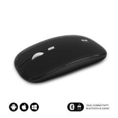 Ratón inalámbrico por bluetooth subblim dual flat/ batería recargable/ hasta 1600 dpi/ negro - Imagen 1