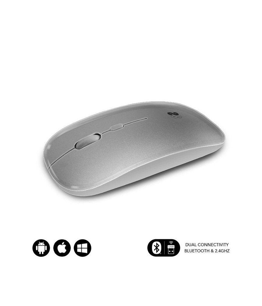 Ratón inalámbrico por bluetooth subblim dual flat/ batería recargable/ hasta 1600 dpi/ plata - Imagen 1