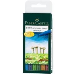 Faber castell estuche 6 rotuladores pitt artist pen brush c/surtidos paisaje - Imagen 1