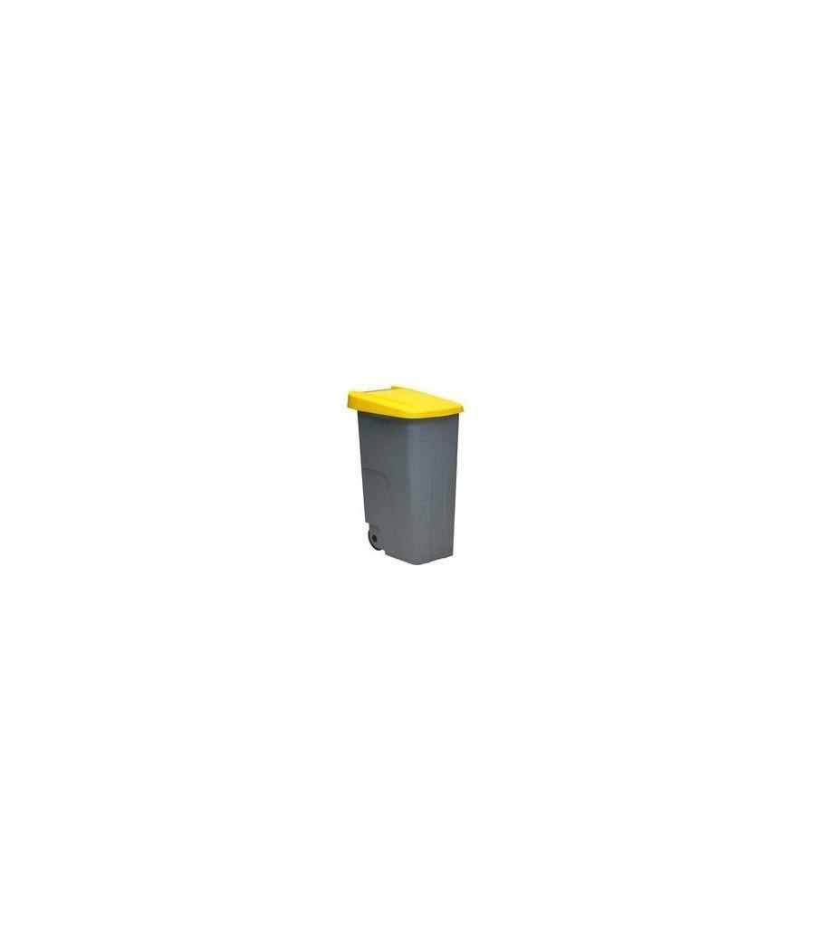 Denox contenedor de reciclaje c/ruedas y asa cerrado 110l amarillo - Imagen 1