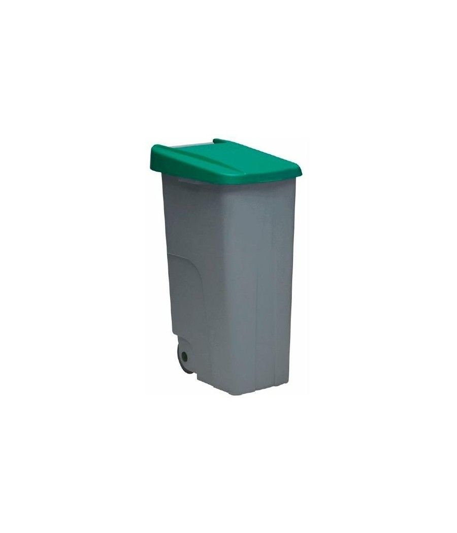 Denox contenedor de reciclaje c/ruedas y asa cerrado 110l verde - Imagen 1