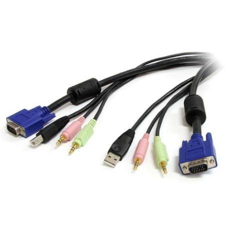 StarTech.com Cable KVM Audio y Vídeo de 1,8m Todo en Uno VGA USB A USB B HD15 Mini Jack Micrófono Altavoces - 4 en 1 - Imagen 1