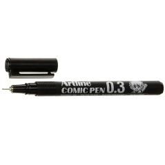 Rotulador artline calibrado micrométrico negro comic pen ek-283 punta poliacetal 0,3 mm resistente al agua pack 12 unidades