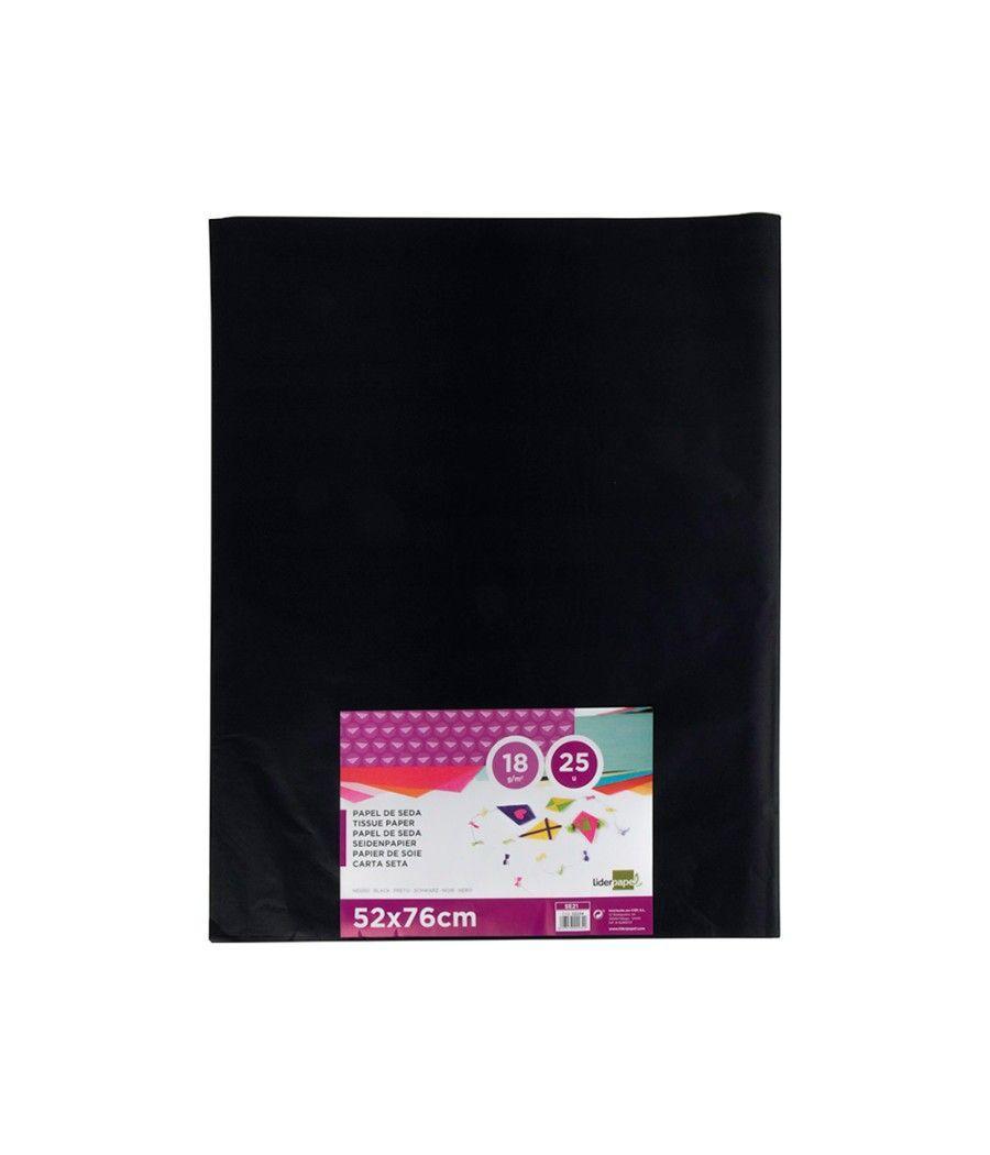 Papel seda liderpapel negro 52x76 cm 18 gr -paquete de 25 hojas - Imagen 2