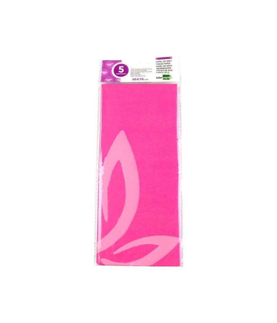 Papel seda liderpapel 52x76cm 18g/m2 bolsa de 5 hojas rosa fuerte - Imagen 2