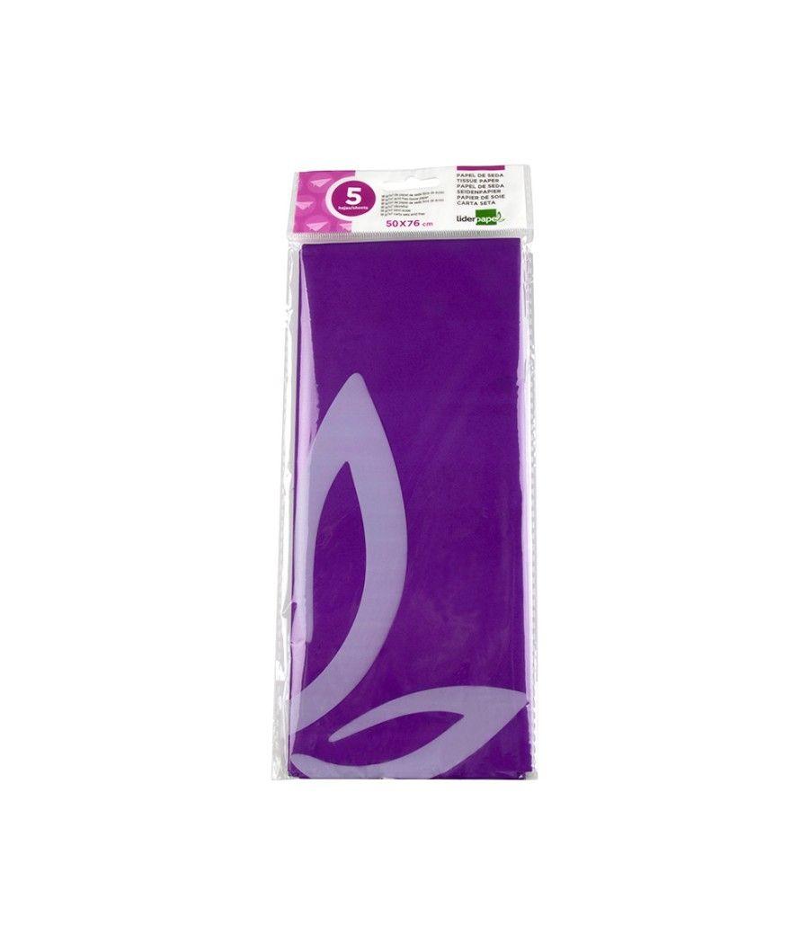 Papel seda liderpapel 52x76cm 18g/m2 bolsa de 5 hojas violeta - Imagen 2