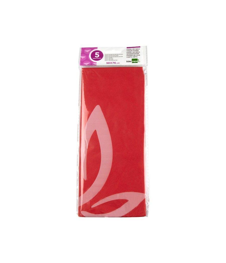 Papel seda liderpapel 52x76cm 18g/m2 bolsa de 5 hojas rojo - Imagen 2