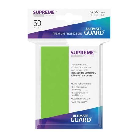 Fundas de cartas ultimate guard supreme ux tamaño estándar verde claro (50) - Imagen 1