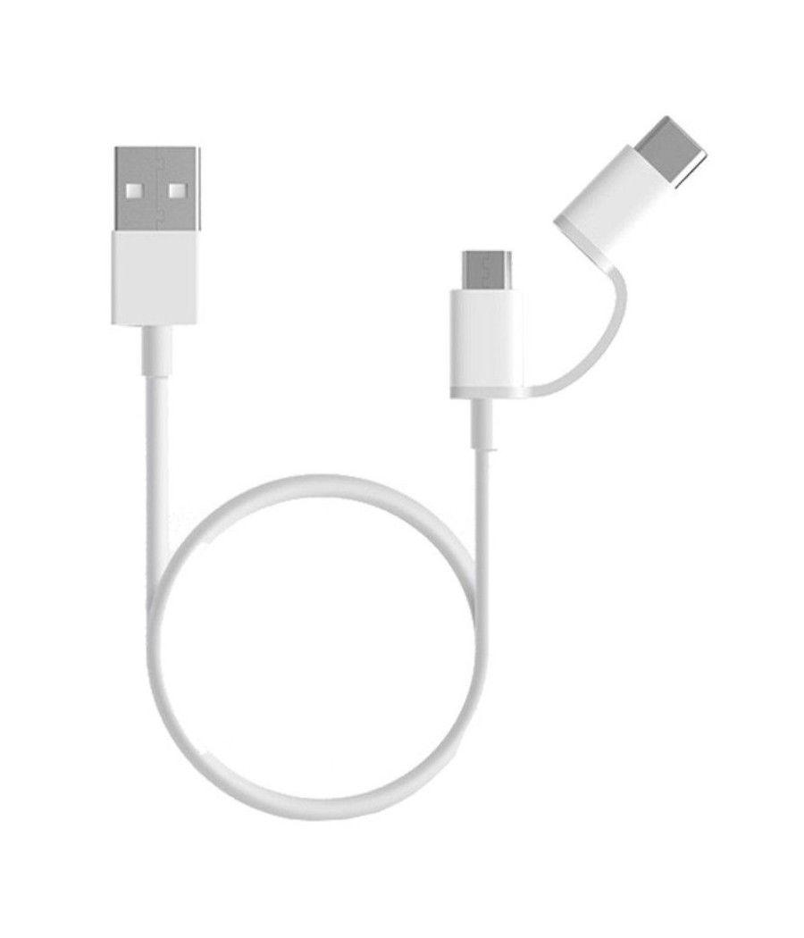 Cable usb 2.0 xiaomi mi 2-in-1 usb cable sjv4082ty usb macho - micro usb macho/ usb tipo-c macho/ 1m/ blanco - Imagen 1