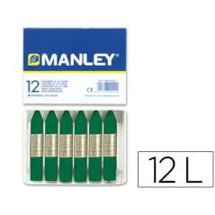 Lápices cera manley unicolor verde esmeralda n.24 caja de 12 unidades