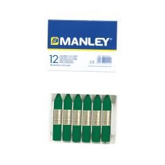 Lápices cera manley unicolor verde esmeralda n.24 caja de 12 unidades