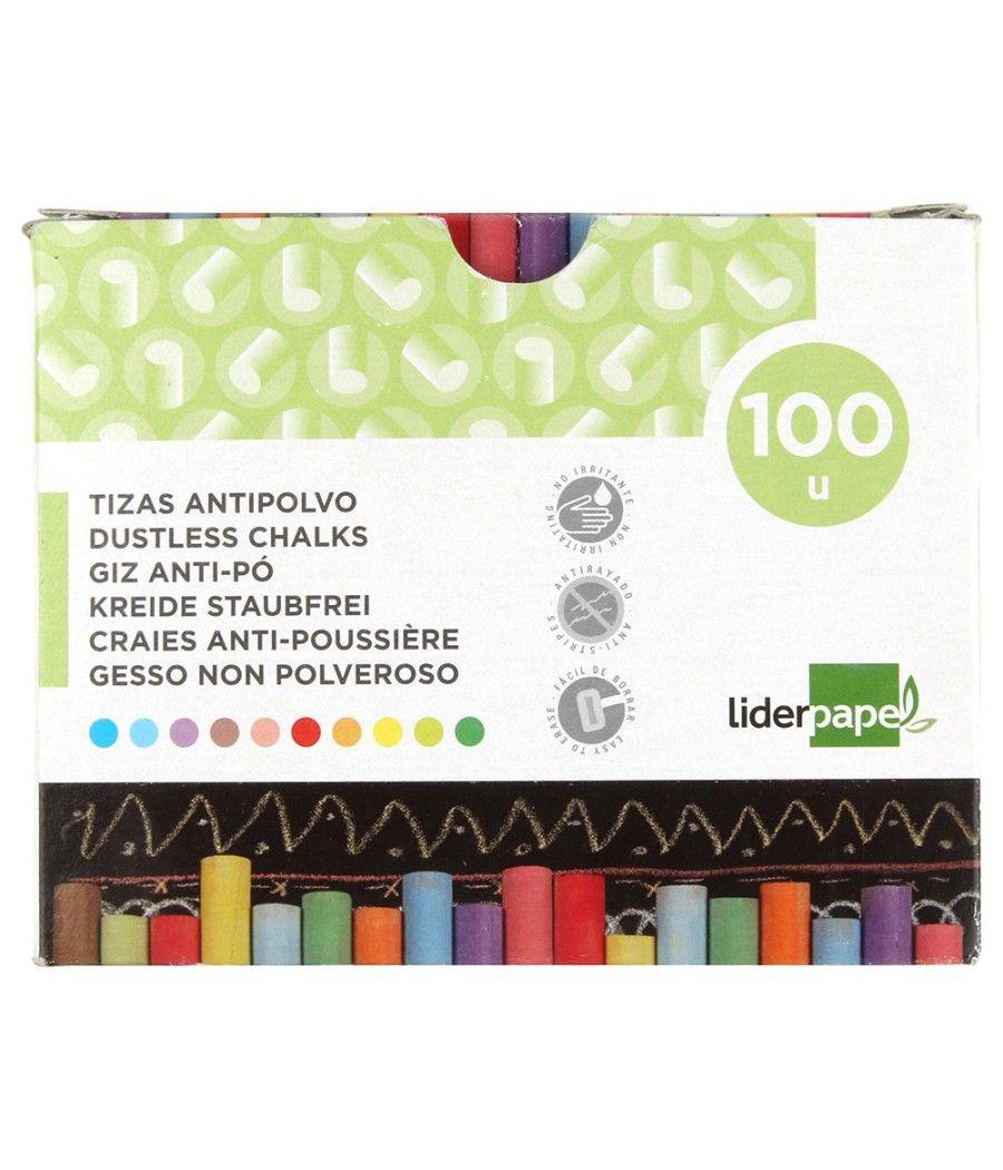 Tiza color antipolvo liderpapel caja de 100 unidades colores surtidos