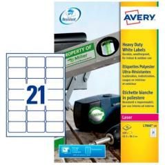 Avery pack 20 hojas x21 etiquetas 63,5x38,1mm lÁser poliÉster blanco