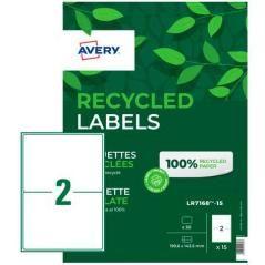 Avery pack 15 hojas x2 etiquetas 199,6x143,5mm para envÍos inkjet/lÁser 100% reciclado blanco