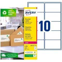 Avery pack 100 hojas x10 etiquetas 99,1x57mm para envÍos inkjet/lÁser 100% reciclado blanco