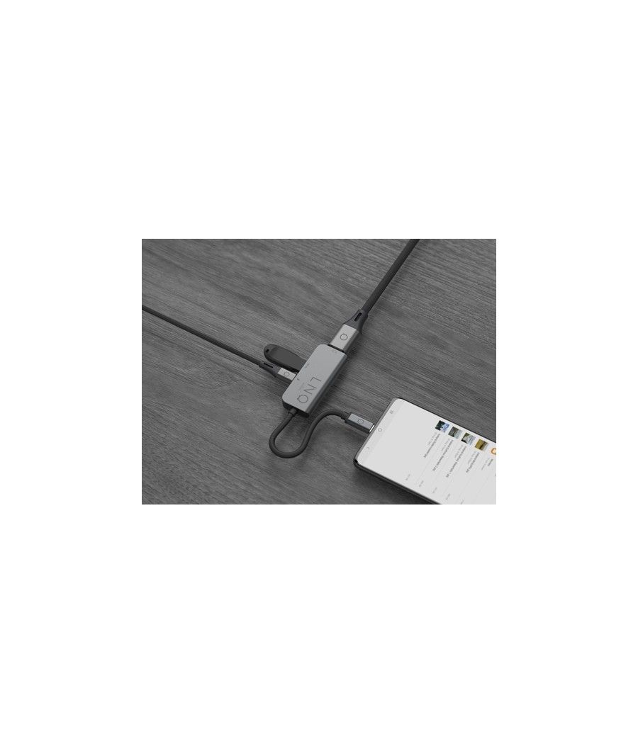 LINQ byELEMENTS LQ48000 hub de interfaz USB 3.2 Gen 1 (3.1 Gen 1) Type-C 5000 Mbit/s Negro, Gris