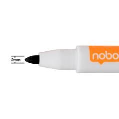Rotulador nobo mini con borrador para pizarra blanca color negro punta redonda 2 mm pack de 6 unidades