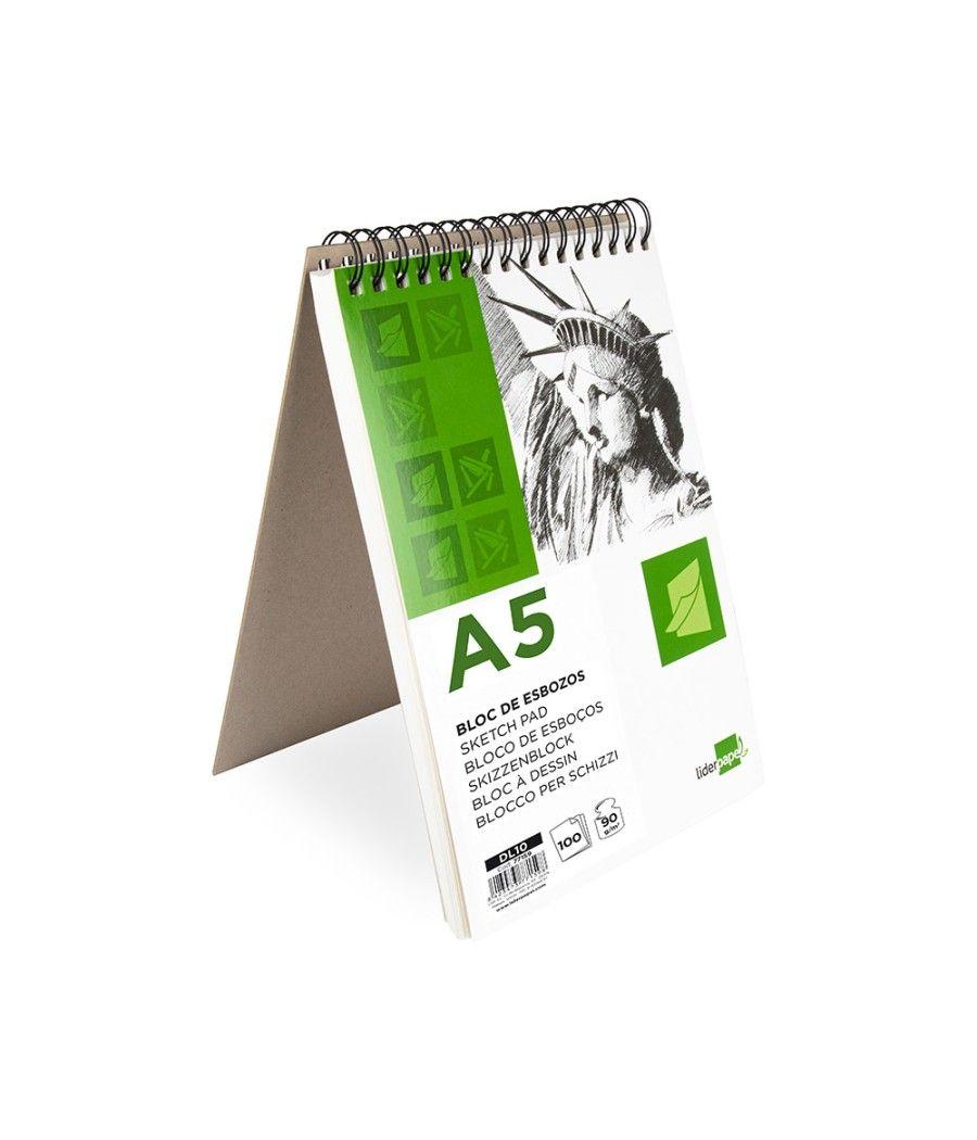 Bloc dibujo liderpapel esbozos espiral a5 148x210mm 100 hojas 90g/m2 sin recuadro