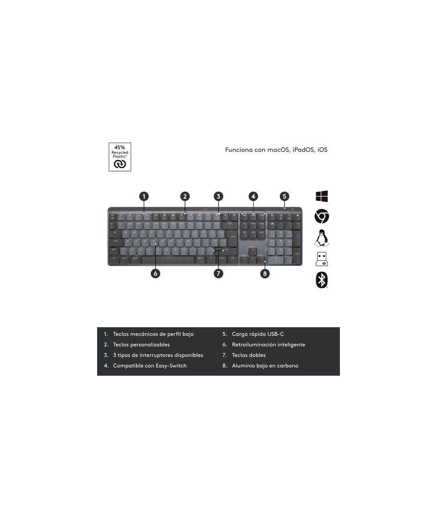 Logitech MX Mechanical teclado RF Wireless + Bluetooth QWERTY Internacional de EE.UU. Grafito, Gris