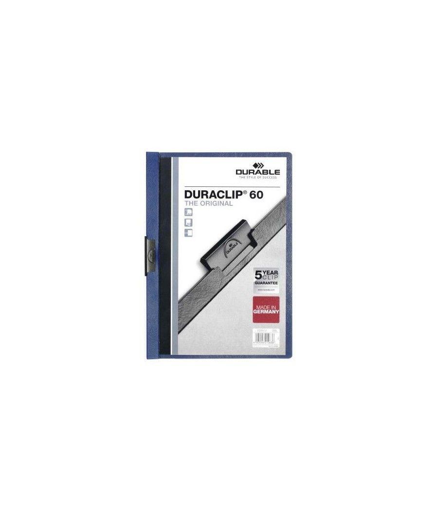 Durable carpeta dossier a4 pinza duraclip 60 azul oscuro -25u-