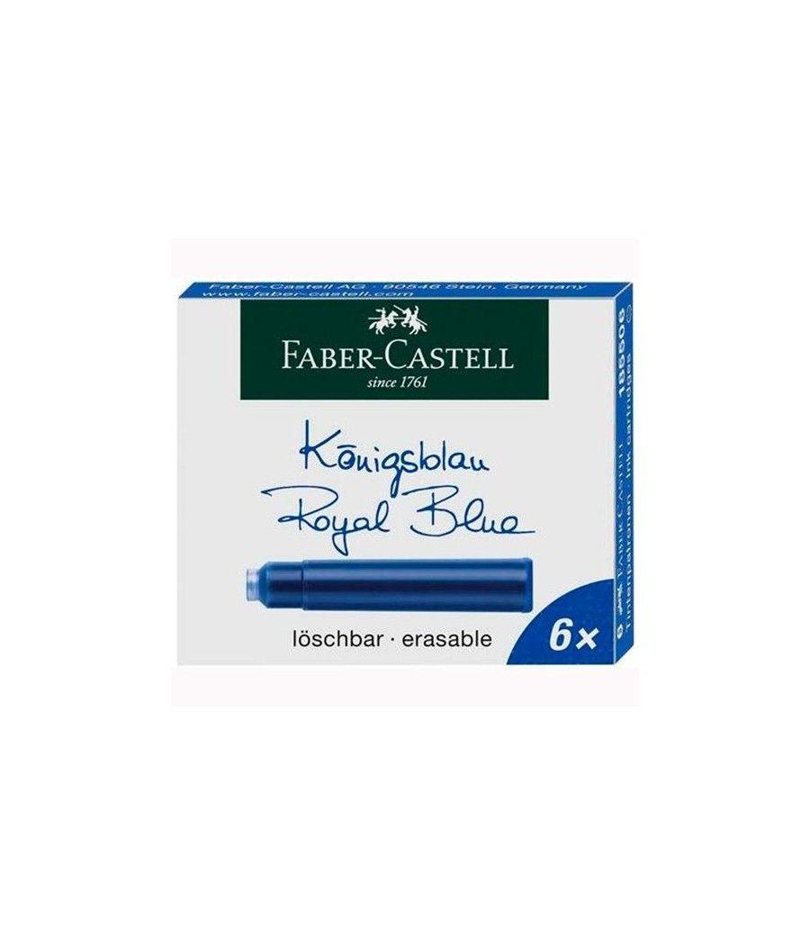 Faber castell estuche de 6 cartuchos tinta borrable azul