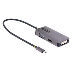 StarTech.com Adaptador de Vídeo USB C, Adaptador USB Tipo C a HDMI VGA DVI hasta 4K 60Hz, Adaptador de Pantalla Multipuertos, Co
