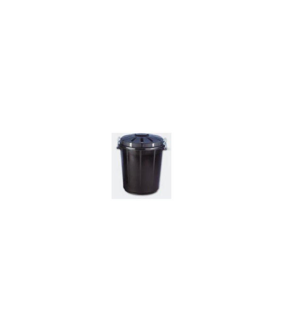 Cubo basura redondo con tapa 70l negro