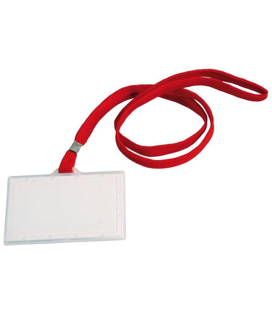 Identificador q-connect kf03303 con cordón plano rojo y apertura lateral 94x60 mm pack 50 unidades