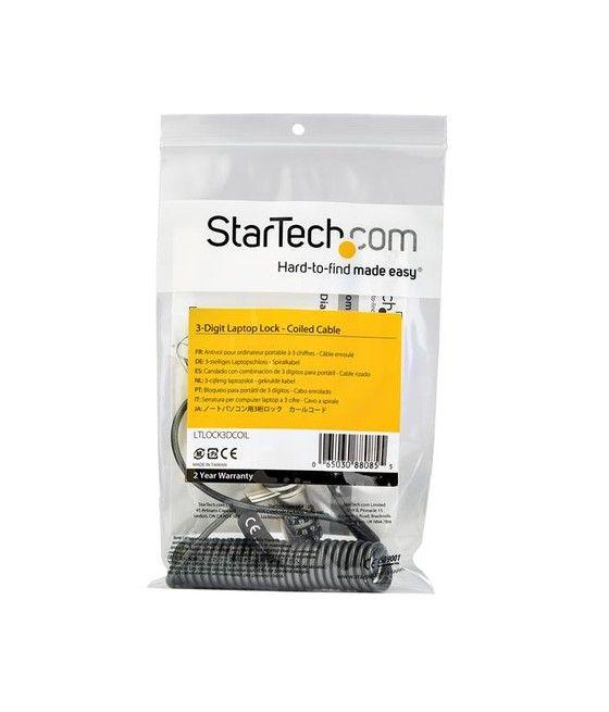 StarTech.com Cable de Seguridad con Combinación para Ordenador Portátil- con Cable Auto Enrrollable - Combinación de 3 Dígitos -