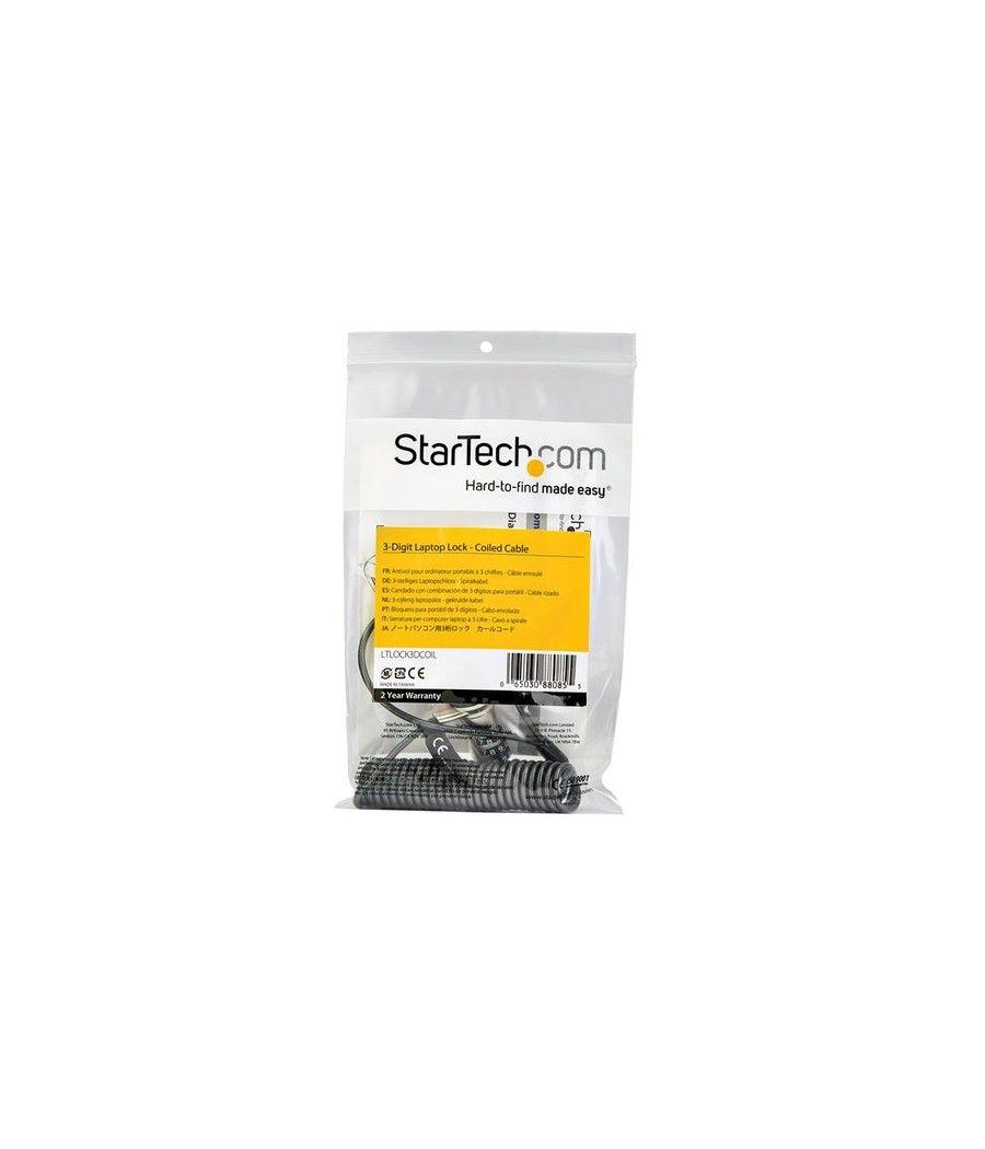 StarTech.com Cable de Seguridad con Combinación para Ordenador Portátil- con Cable Auto Enrrollable - Combinación de 3 Dígitos -