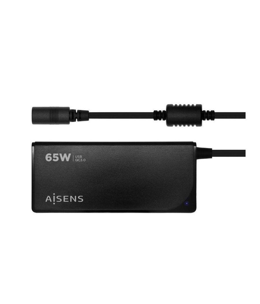 Cargador de portátil aisens aslc-65wauto-bk/ 65w/ automático/ 9 conectores/ voltaje 18.5-20v/ 1 usb qc3.0