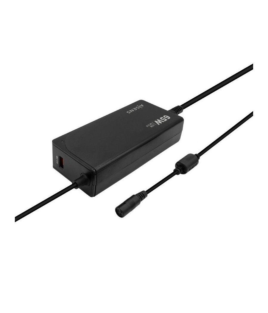Cargador de portátil aisens aslc-65wauto-bk/ 65w/ automático/ 9 conectores/ voltaje 18.5-20v/ 1 usb qc3.0